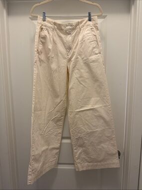 Cream Wide-Leg Cotton Pants